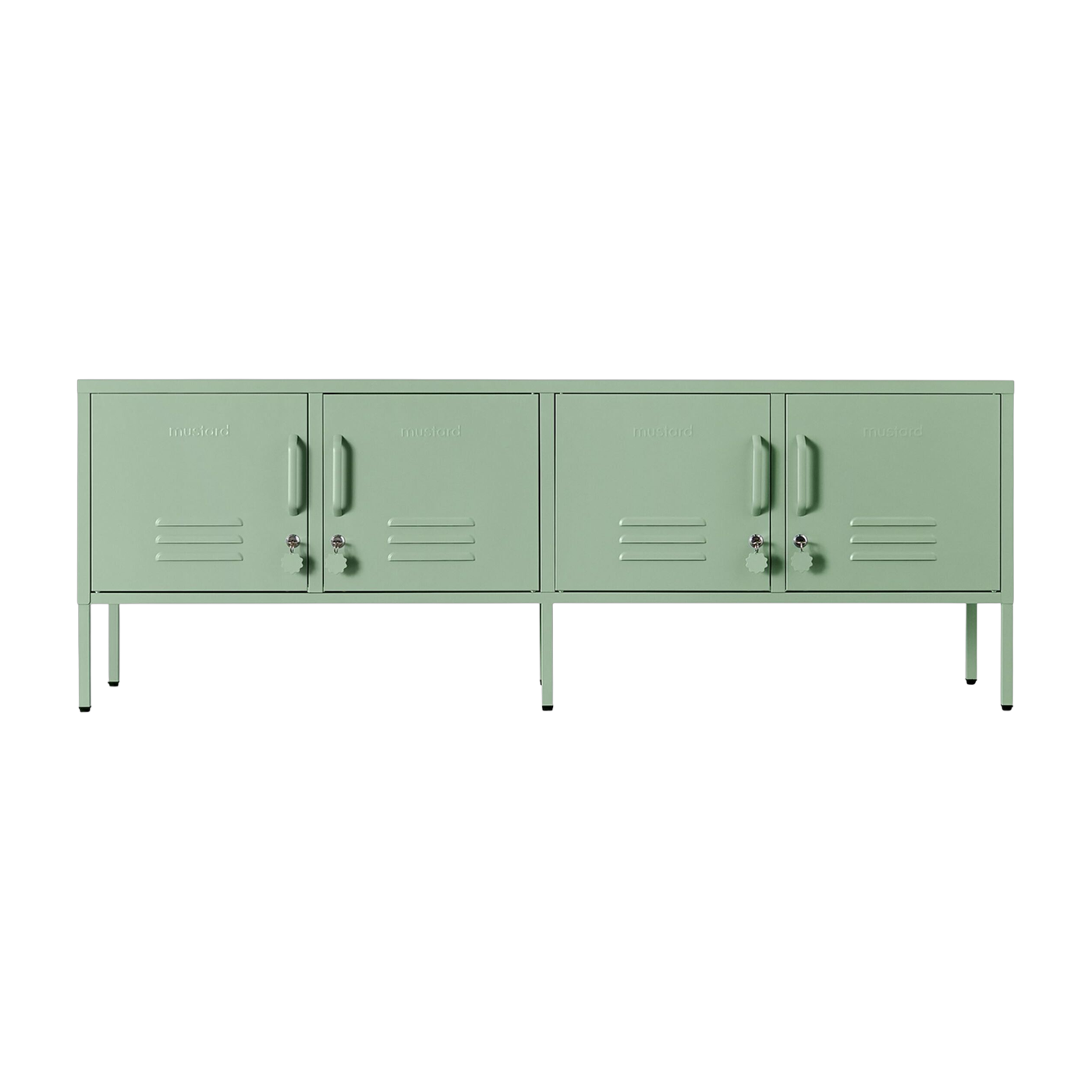 Sage green steel tv stand 162x40x57cm The Standard - Mustard