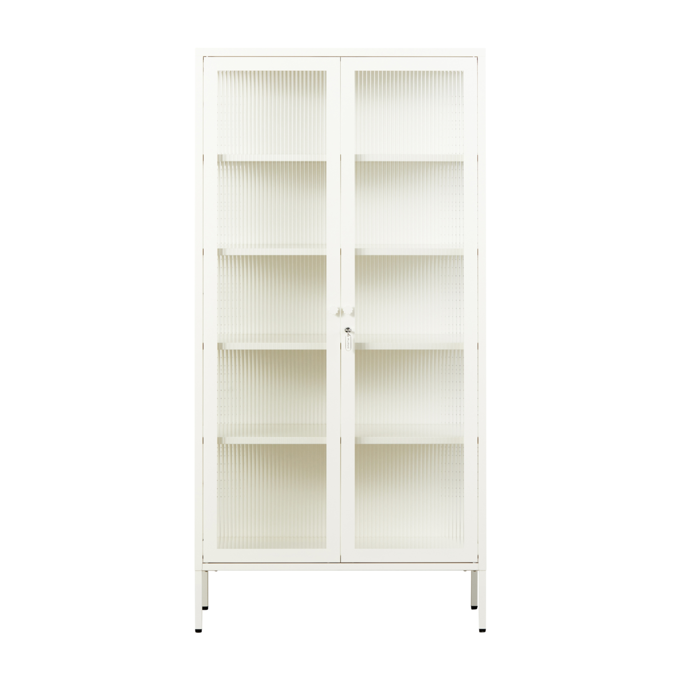 Collector Vitrina de cristal estriado y tiza de acero blanco 85x40x170cm El - Mustard