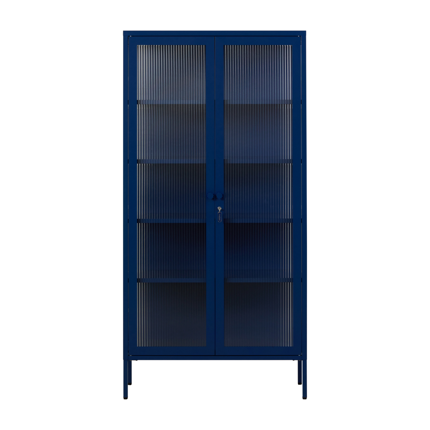 Collector Vitrina de acero y cristal acanalado azul marino 85x40x170cm El - Mustard