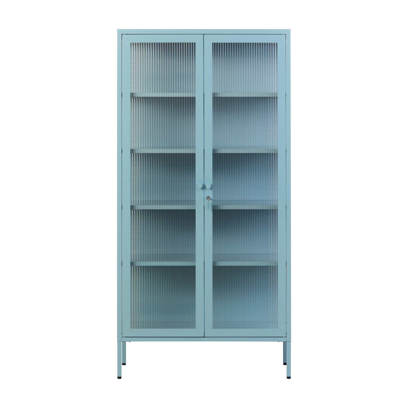 Collector Vajilla de acero y cristal acanalado azul océano 85x40x170cm El - Mustard