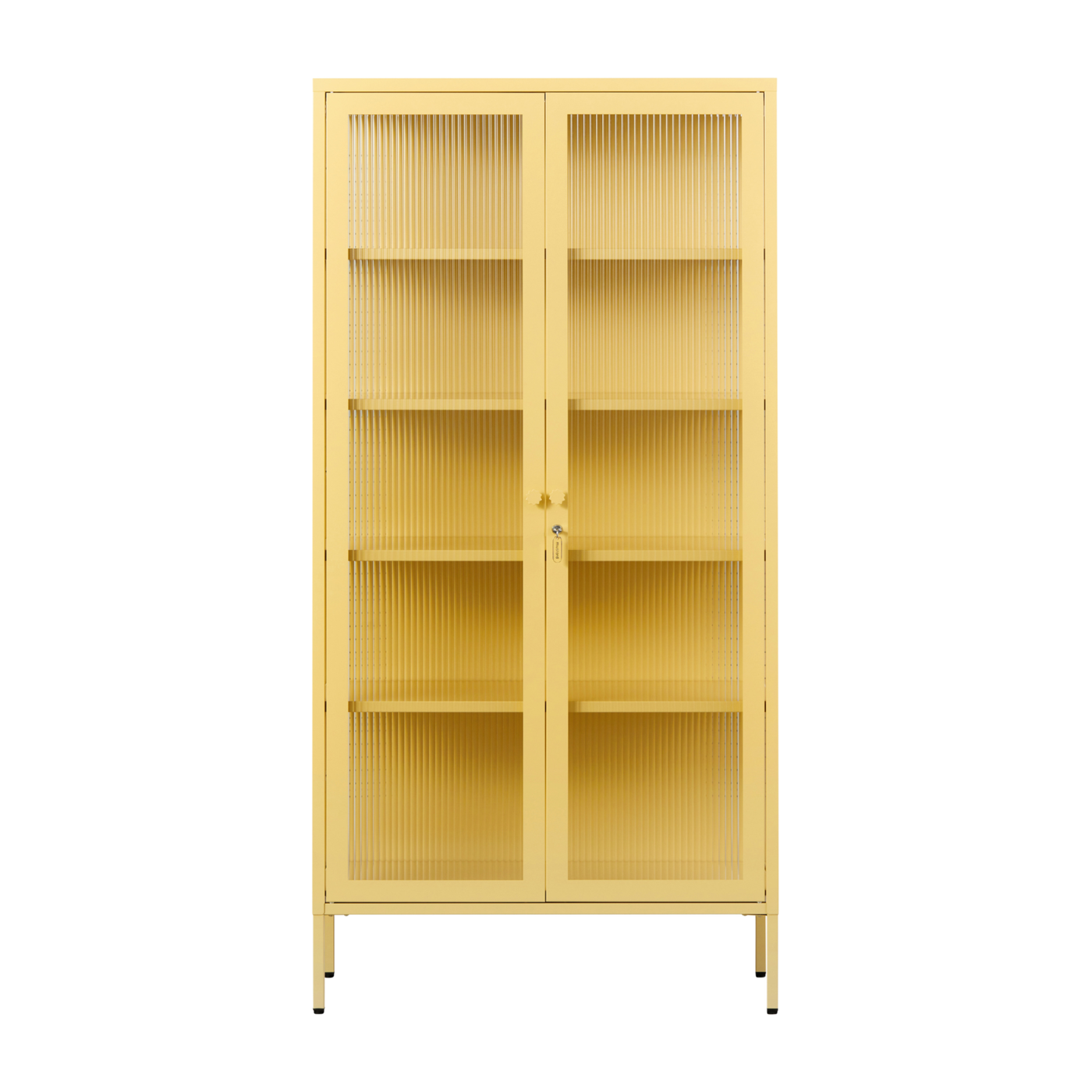 Collector Vitrina de acero amarillo y cristal estriado 85x40x170cm El - Mustard