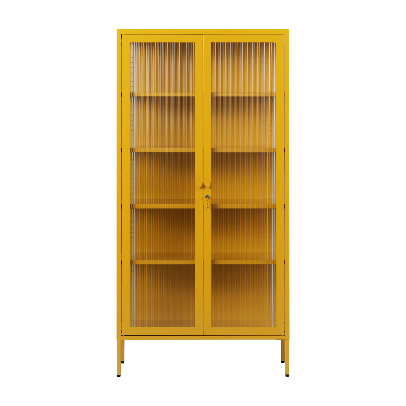 Collector Vitrina de cristal estriado y acero amarillo mostaza 85x40x170cm El - Mustard