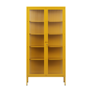 Vaisselier en acier jaune moutarde et verre cannelé 85x40x170cm The Collector - Mustard Made