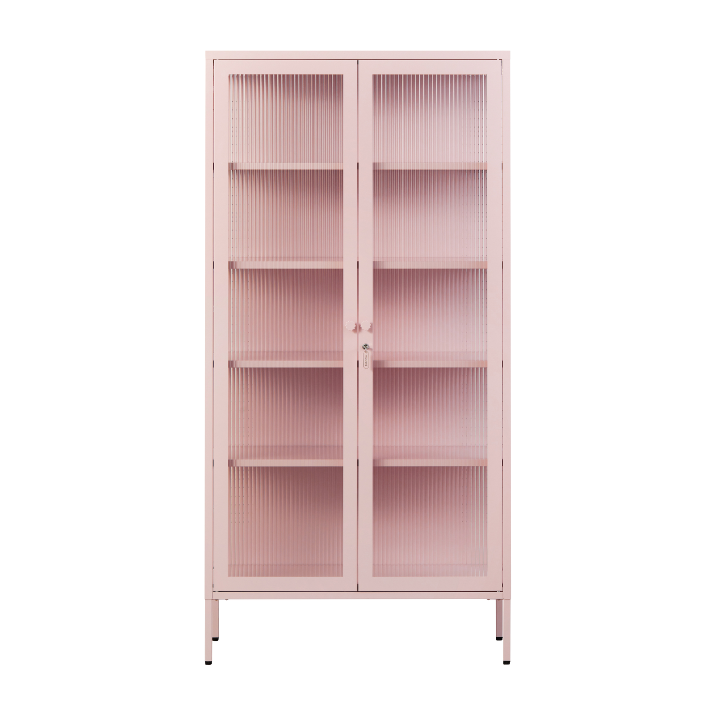 Collector Vitrina de acero y cristal estriado rosa rubor 85x40x170cm El - Mustard