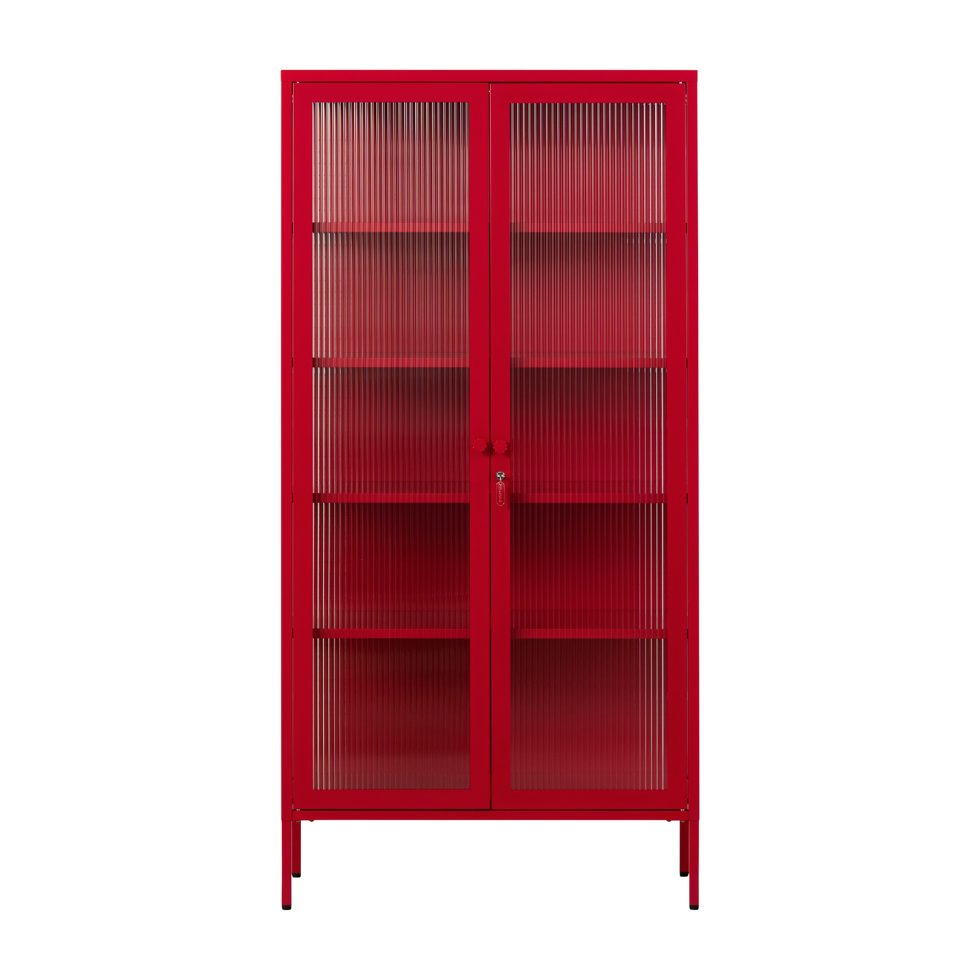 Collector Vitrina de cristal estriado y acero rojo amapola 85x40x170cm El - Mustard