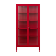 Mohnblumenrote Stahlvitrine mit geriffeltem Glas 85x40x170cm The Collector - Mustard