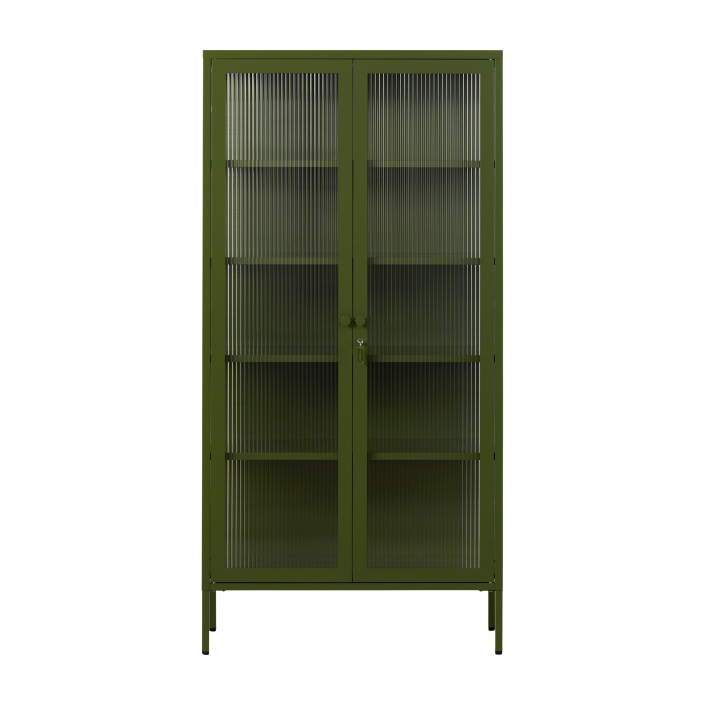 Collector Vitrina verde oliva de acero y cristal estriado 85x40x170cm El - Mustard