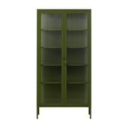 Vaisselier en acier vert olive et verre cannelé 85x40x170cm The Collector - Mustard Made