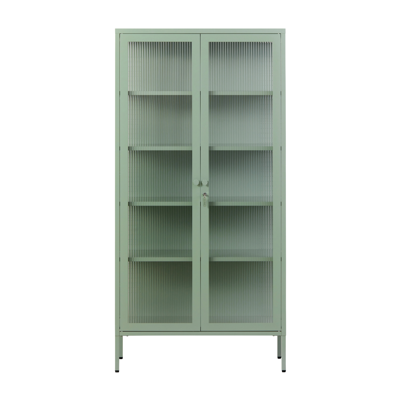 Collector Vitrina verde salvia de acero y cristal estriado 85x40x170cm El - Mustard