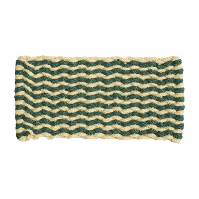 Tapis paillasson en fibre de coco vert foncé et blanc 40x80cm
