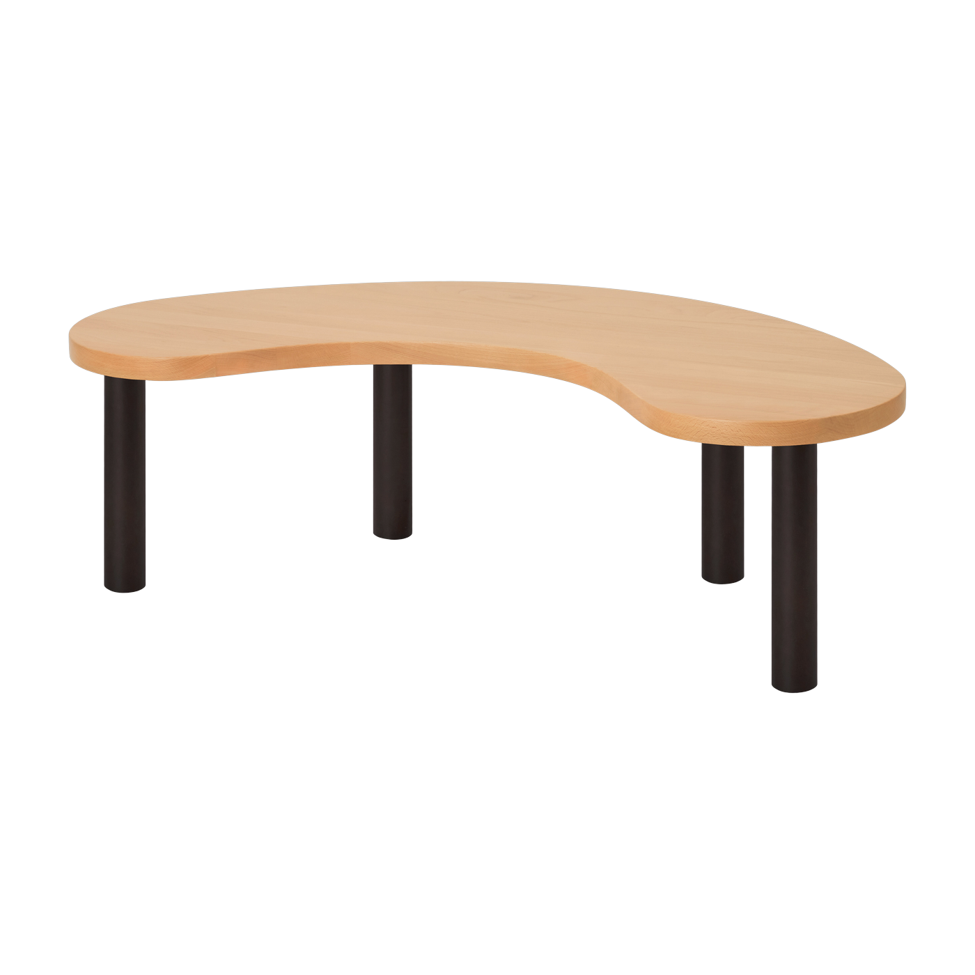 Beistelltisch aus lackierter massiver Buche mit braunen Beinen 115x55x35cm Worm -. Hem