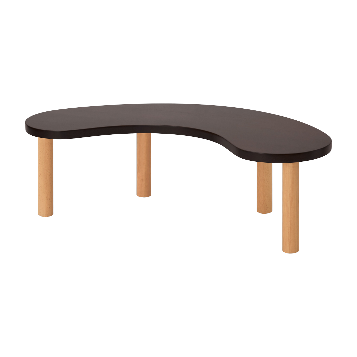 Beistelltisch aus massiver Buche, braun lackiert, mit natürlichen Beinen 115x55x35cm Worm -. Hem