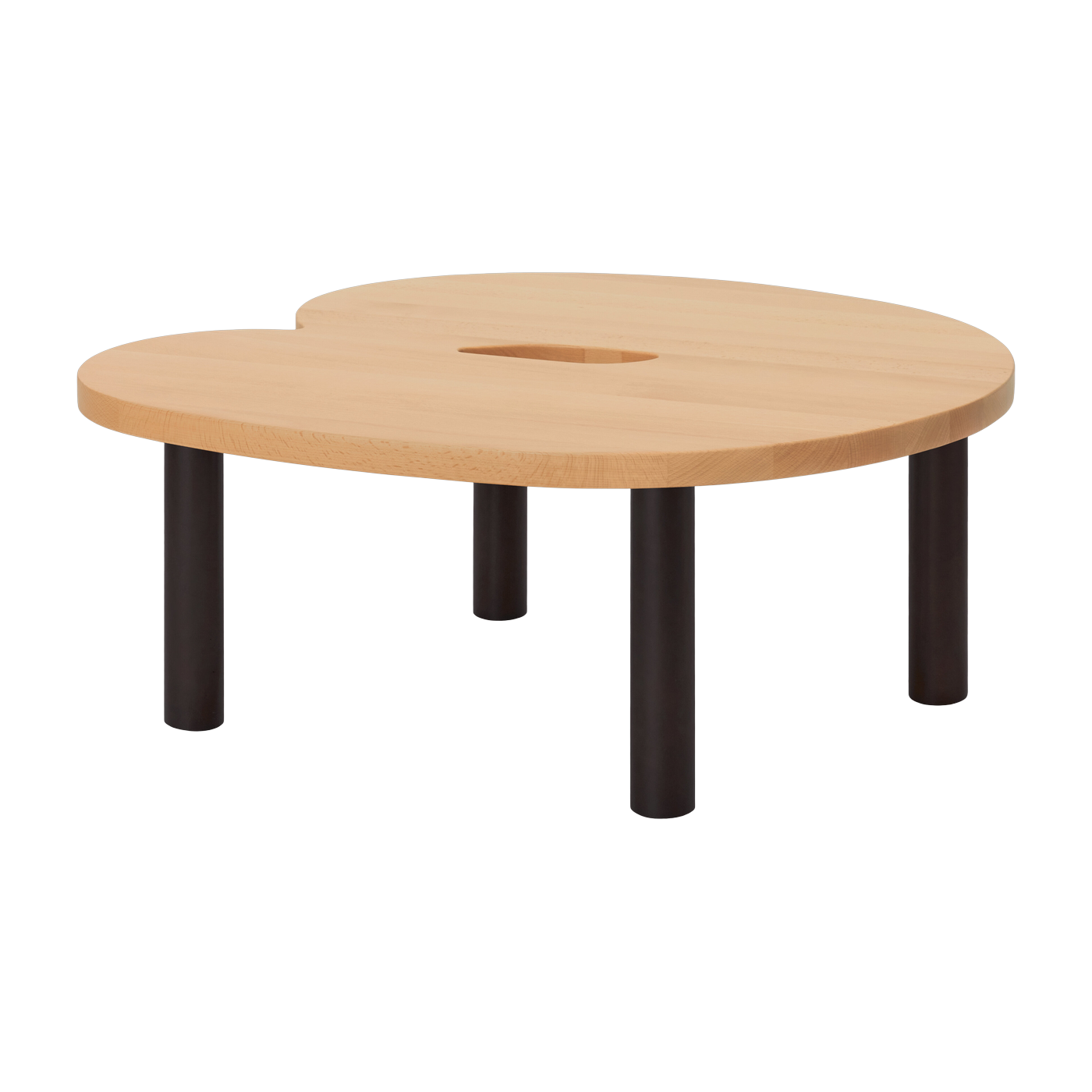 Couchtisch ronde aus lackierter massiver Buche und braunen Beinen 76x75x35cm Worm -. Hem