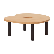 Coffee table ronde in lacquered solid beech with brown legs 76x75x35cm Worm - Hem