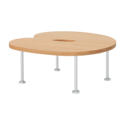 Coffee table ronde in lacquered solid beech and iron legs 76x75x35cm Worm - Hem