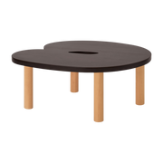 Coffee table ronde in brown lacquered solid beech with natural legs 76x75x35cm Worm - Hem