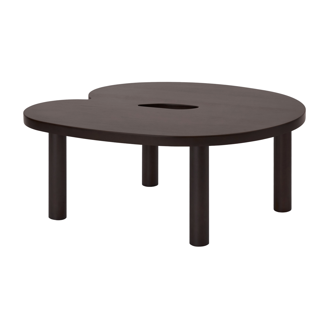 Couchtisch ronde aus massiver Buche, braun lackiert, mit braunen Beinen 76x75x35cm Worm -. Hem