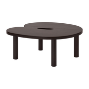 Coffee table ronde in brown lacquered solid beech with brown legs 76x75x35cm Worm - Hem