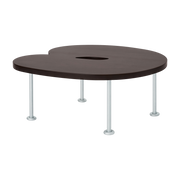 Coffee table ronde in brown lacquered solid beech with iron legs 76x75x35cm Worm - Hem