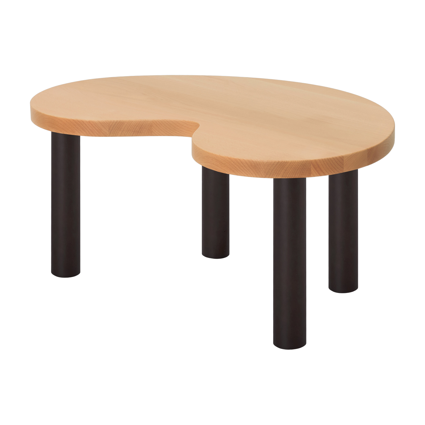 Beistelltisch aus lackierter, massiver Buche und braunen Beinen 79x47x35cm Worm - Hem