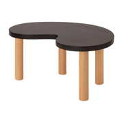 Coffee table in brown lacquered solid beech with natural legs 79x47x35cm Worm - Hem