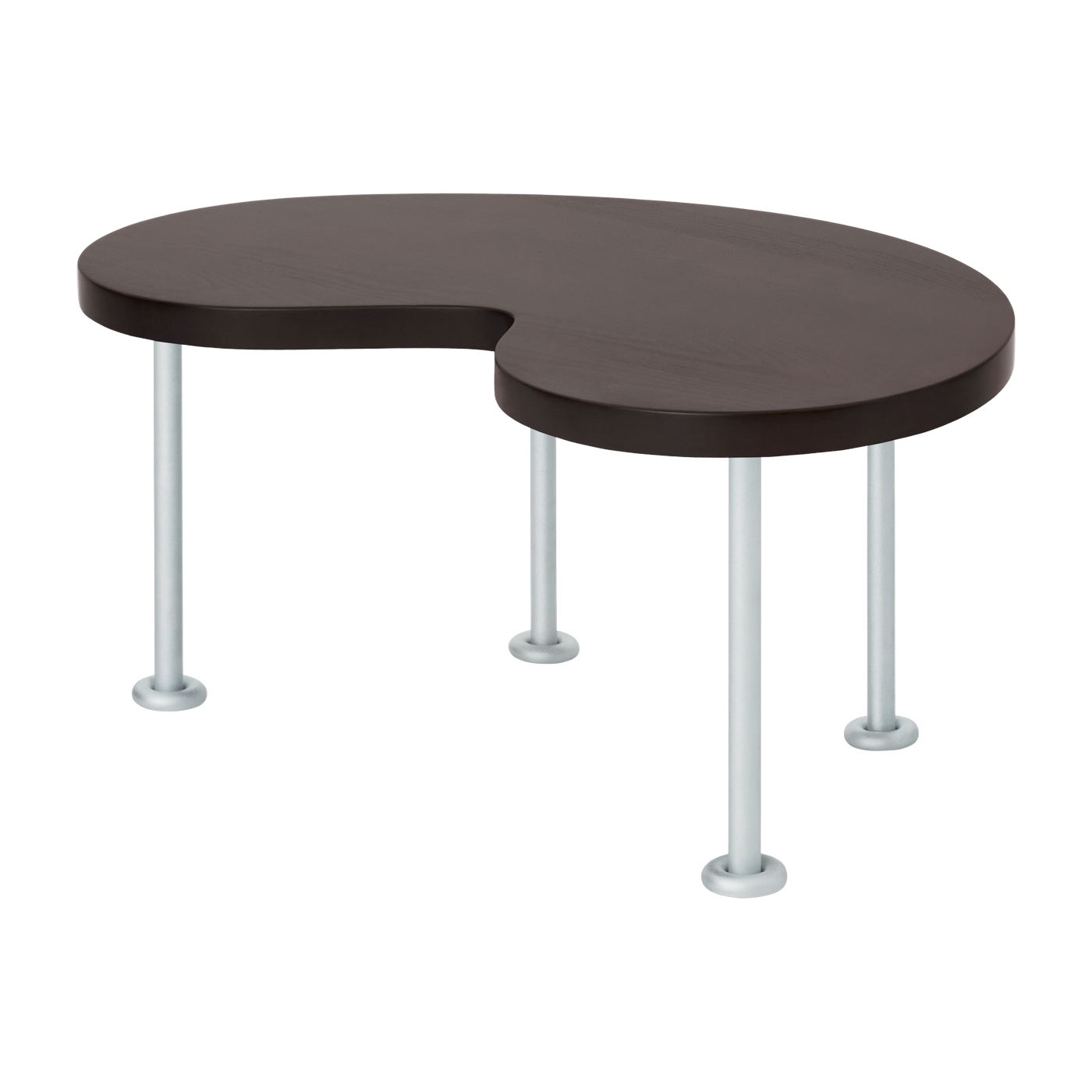 Beistelltisch aus massiver Buche, braun lackiert, mit Eisenbeinen 79x47x35cm Worm -. Hem