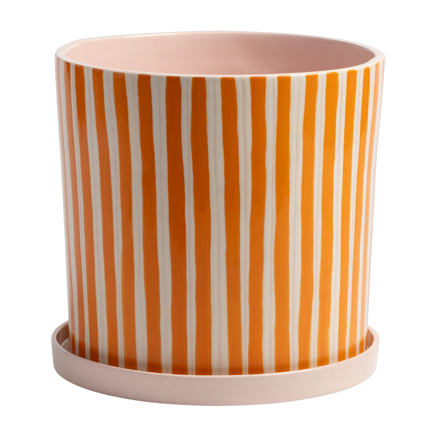 Blumentopf aus Porzellan Streifen orange 21, 5cm Ray - &Klevering