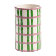 Vase porcellana verde e rosa a righe 13cm Grid - &Klevering