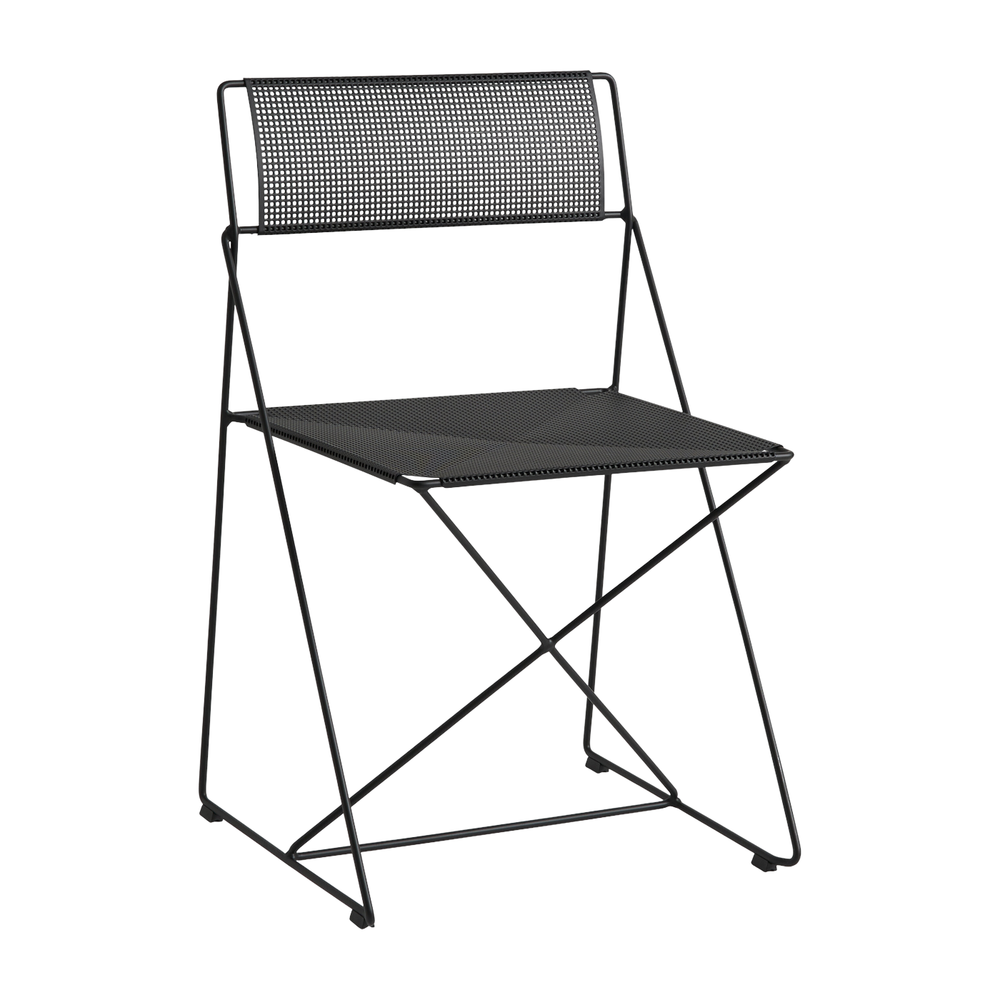 line Sedia in acciaio con verniciatura a polvere nera 50x45x77cm X- - Hay