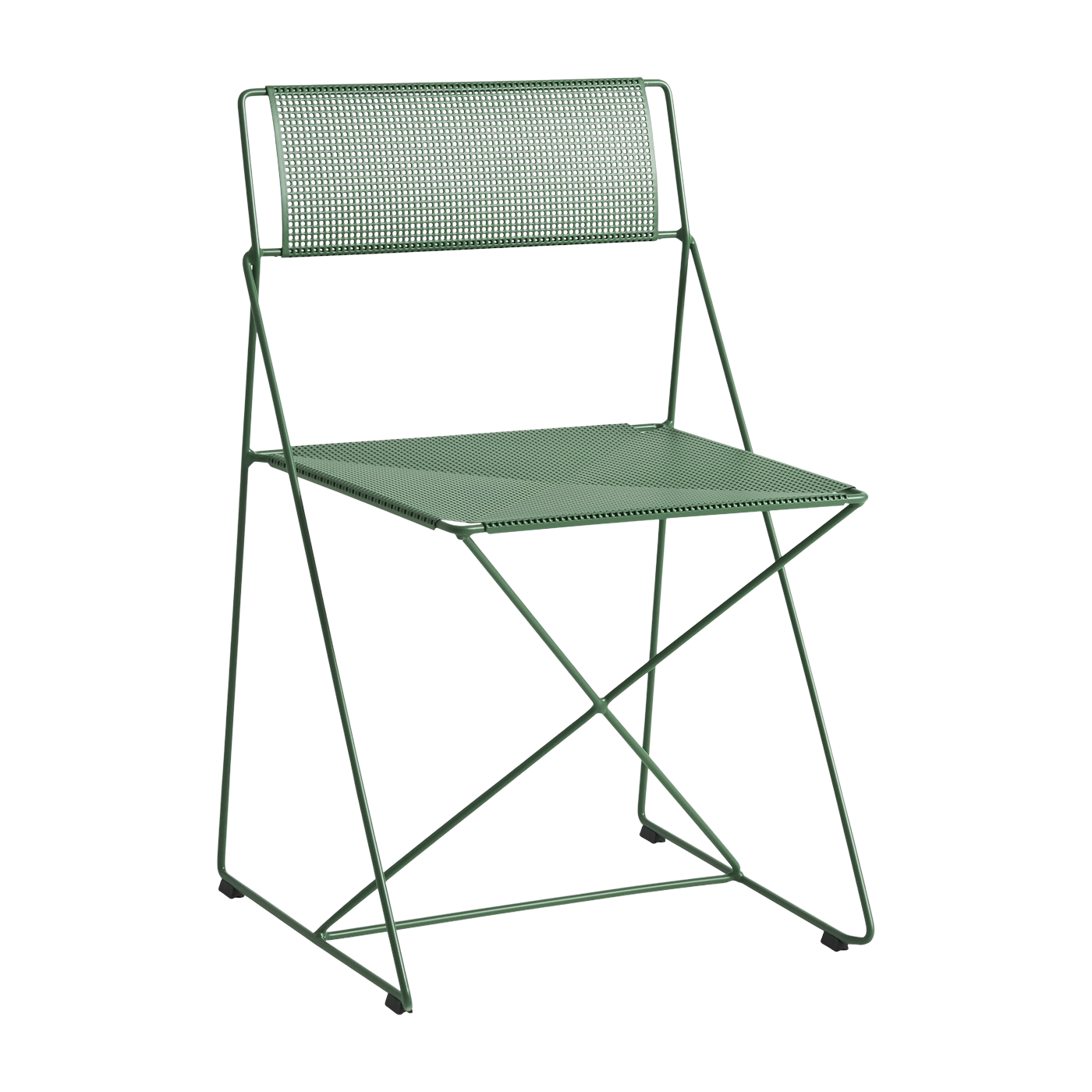 line Silla de acero con recubrimiento en polvo verde puerro 50x45x77cm X- - Hay