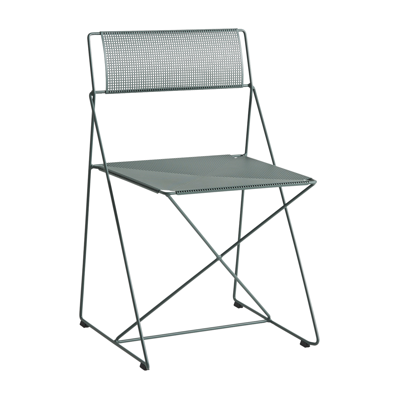 line Silla de acero con revestimiento en polvo gris-verde 50x45x77cm X- - Hay
