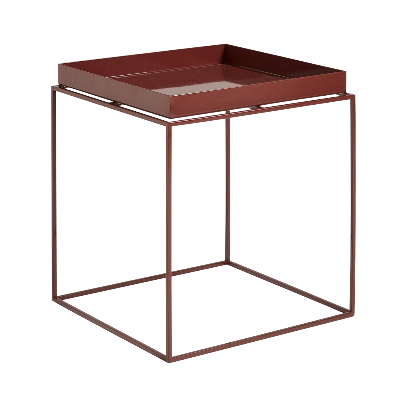Table basse carrée en métal chocolat 40 x 40 x 44 cm Tray - HAY