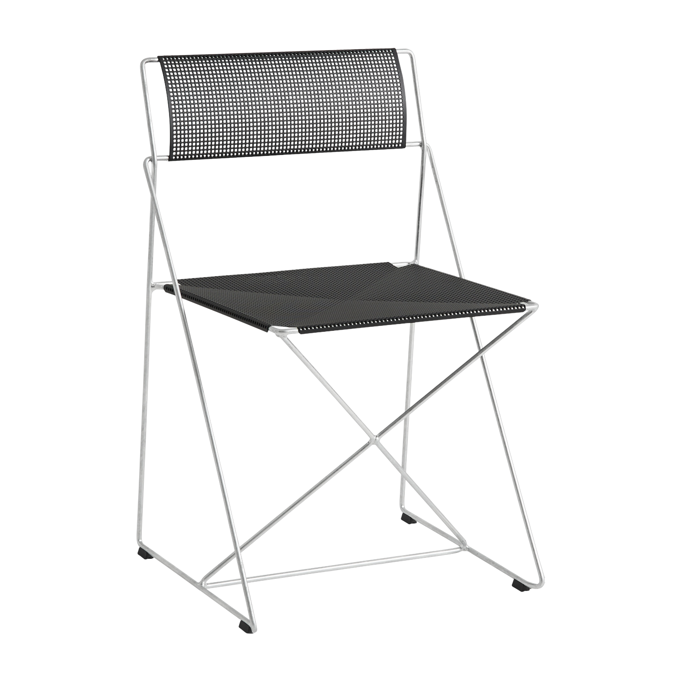 Silla de acero galvanizado con revestimiento de polvo negro 50x45x77cm X- line - Hay