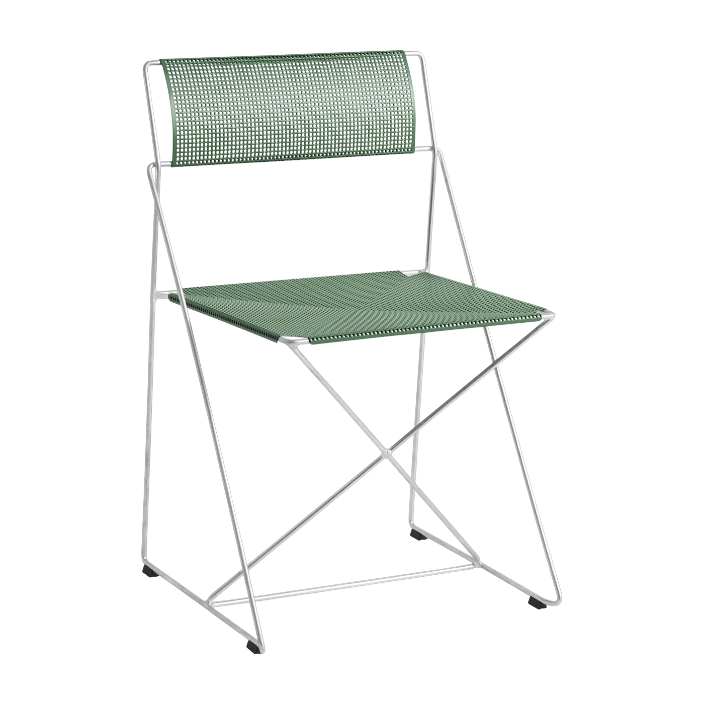 line Silla de acero cromado con revestimiento en polvo verde puerro 50x45x77cm X- - Hay