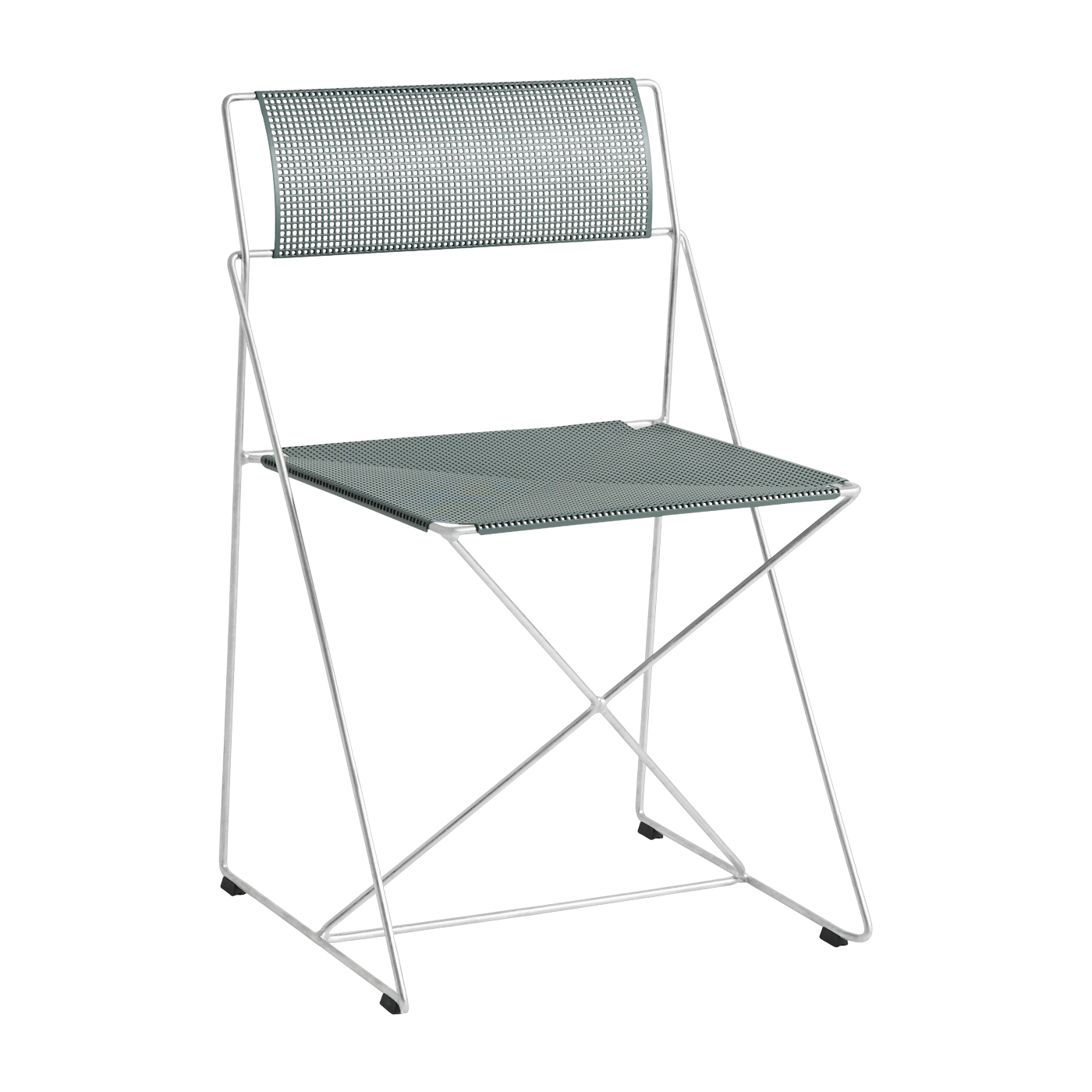Sedia in acciaio galvanizzato con verniciatura a polvere grigio-verde 50x45x77cm X- line - Hay