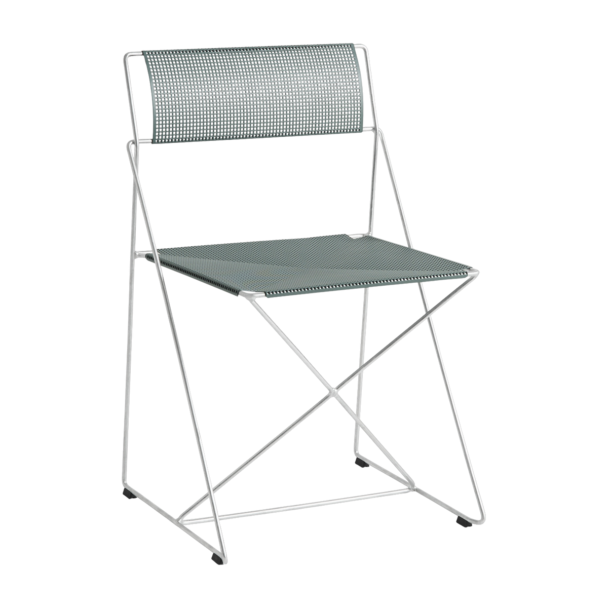 line Silla de acero cromado con revestimiento en polvo verde-gris 50x45x77cm X- - Hay