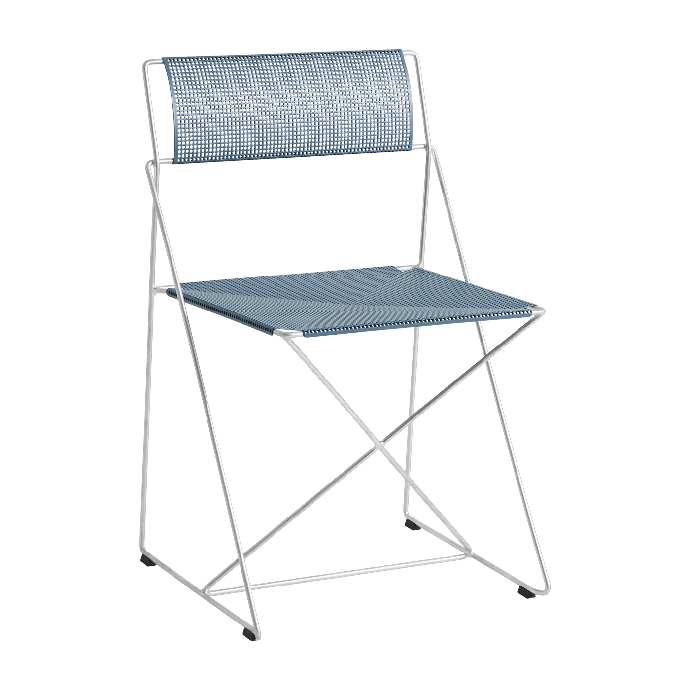 line Silla de acero cromado con revestimiento de polvo gris azulado 50x45x77cm X- - Hay