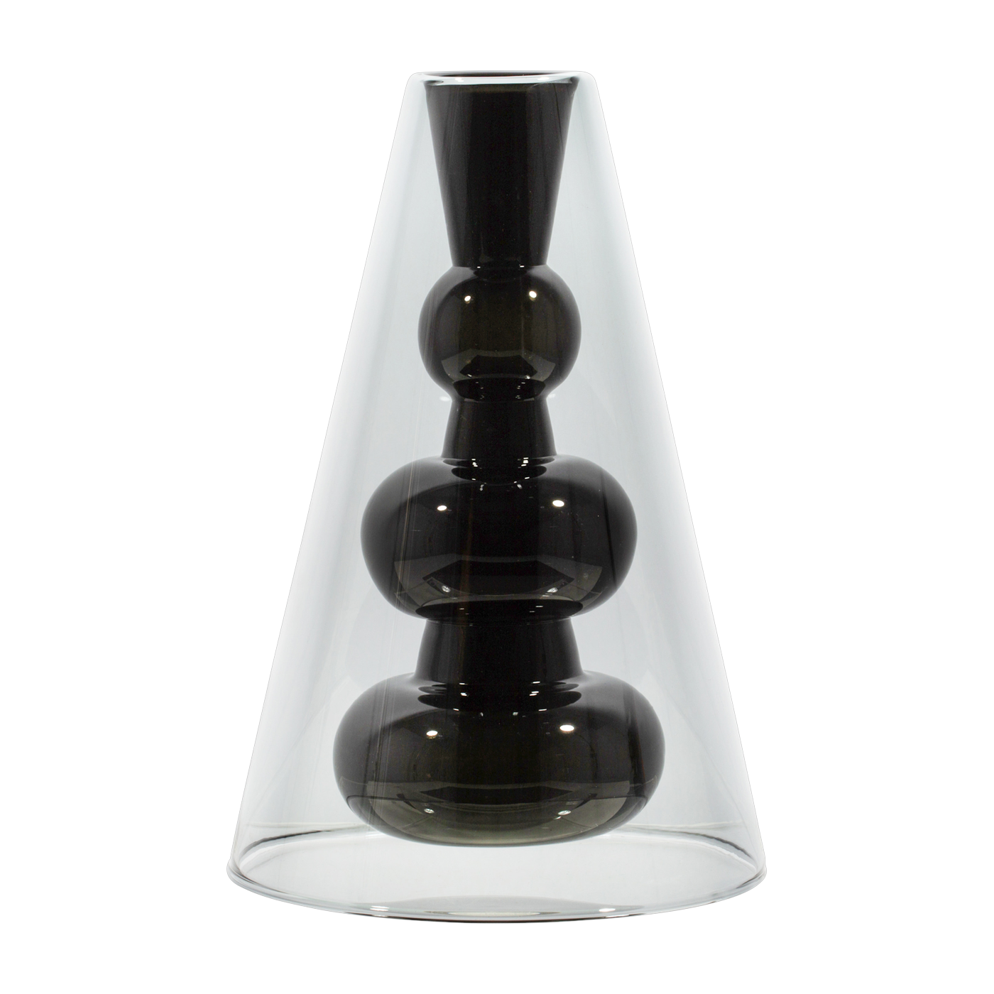 Vase Bump bicchiere conico in vetro nero 22cm - Tom Dixon