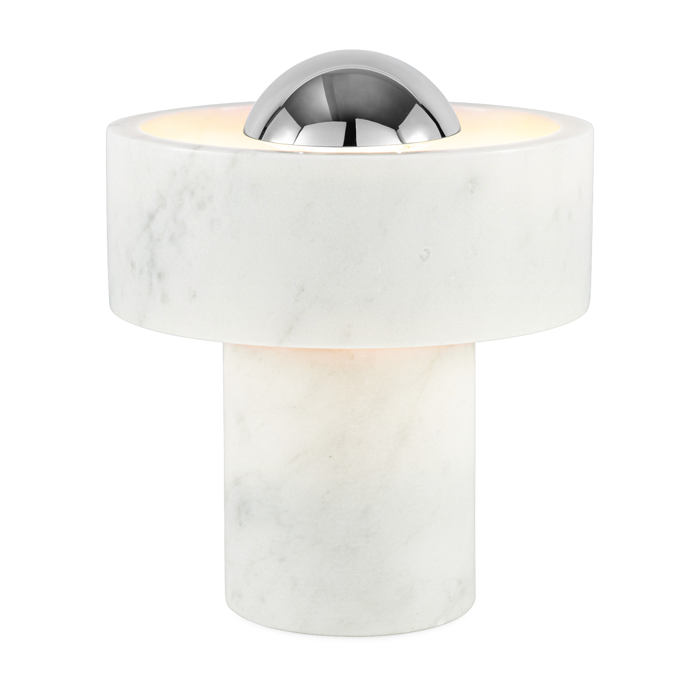 Lampe portable en marbre blanc et argenté 19cm Stone - Tom Dixon