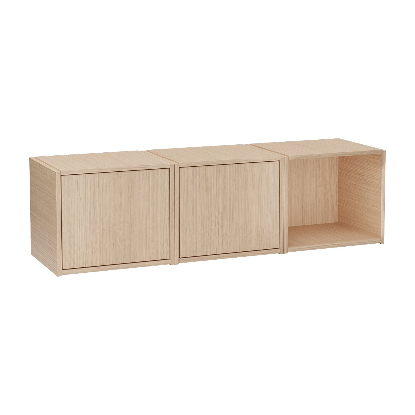 Ensemble de 3 cubes en chêne naturel système B 128x36cm Brique - Woud