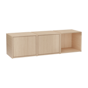 Ensemble de 3 cubes en chêne naturel système B 128x36cm Brique - Woud