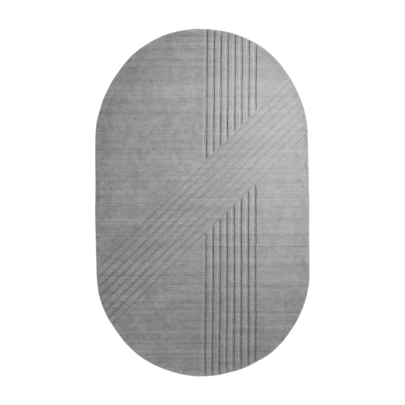 Grey oval wool and cotton rug 210x340cm Kyoto - Woud