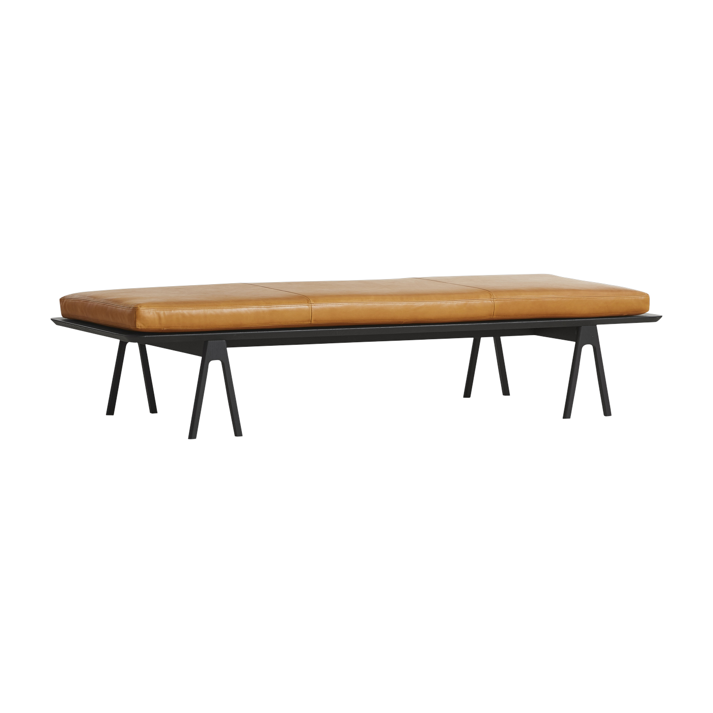 Bench in black oak and cognac 190x76c41cm Level - Woud
