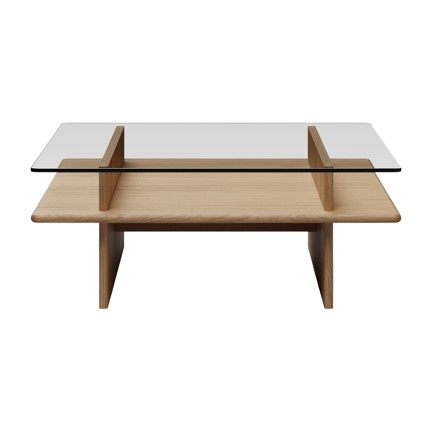 Table basse en chêne et verre trempé 90x90cm Parallèle - Woud