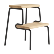Oak and black steel step stool 41x50cm Slolom - Woud