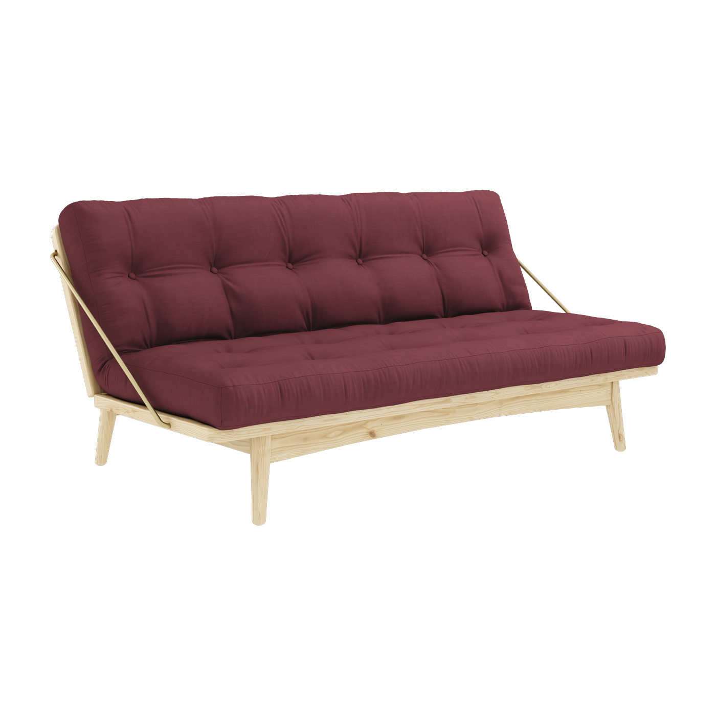 Folk Divano-letto in pino chiaro e cotone bordeaux 196x105x90cm - Karup Design