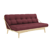Folk Sofá-cama de pino claro y algodón burdeos 196x105x90cm-. Karup Design