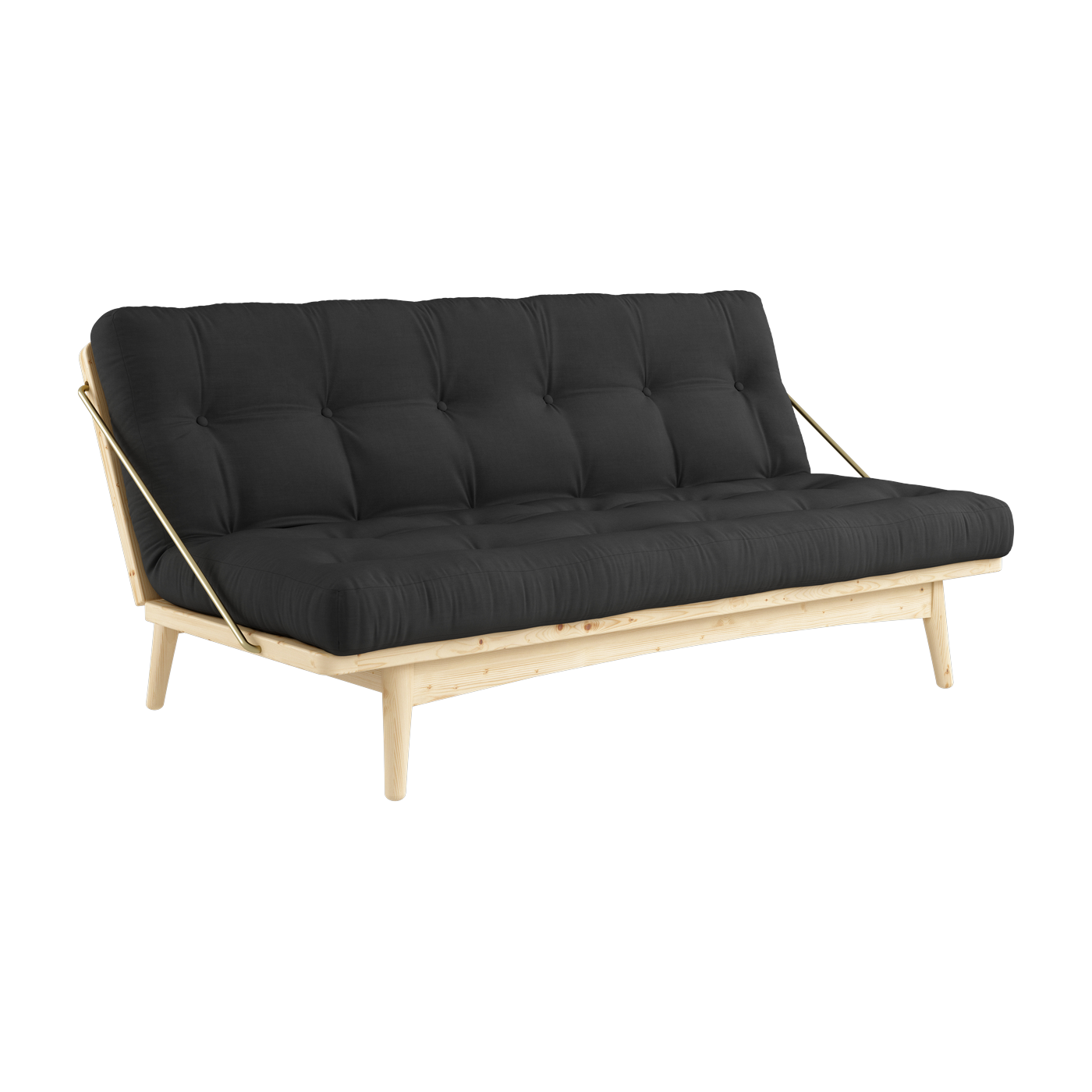 Folk Divano letto in legno di pino chiaro e cotone grigio scuro 196x105x90cm - Karup Design