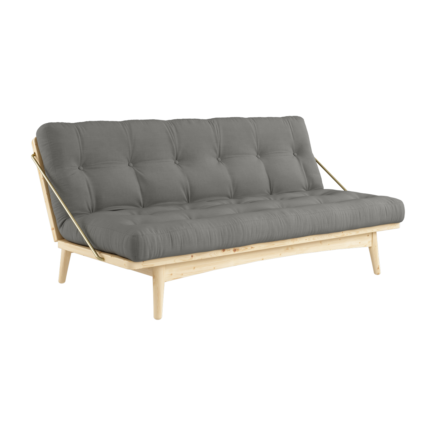 Folk Divano-letto in pino chiaro e cotone grigio 196x105x90cm - Karup Design