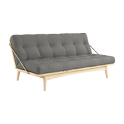 Folk Sofá-cama de pino claro y algodón gris 196x105x90cm - Karup Design